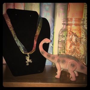 HANDMADE Steampunk Frog Ribbon Necklace